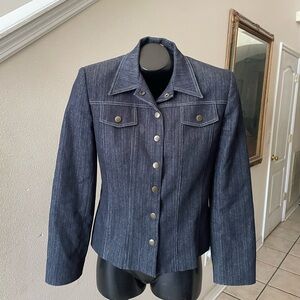 Dark Denim Jacket with Gold Buttons